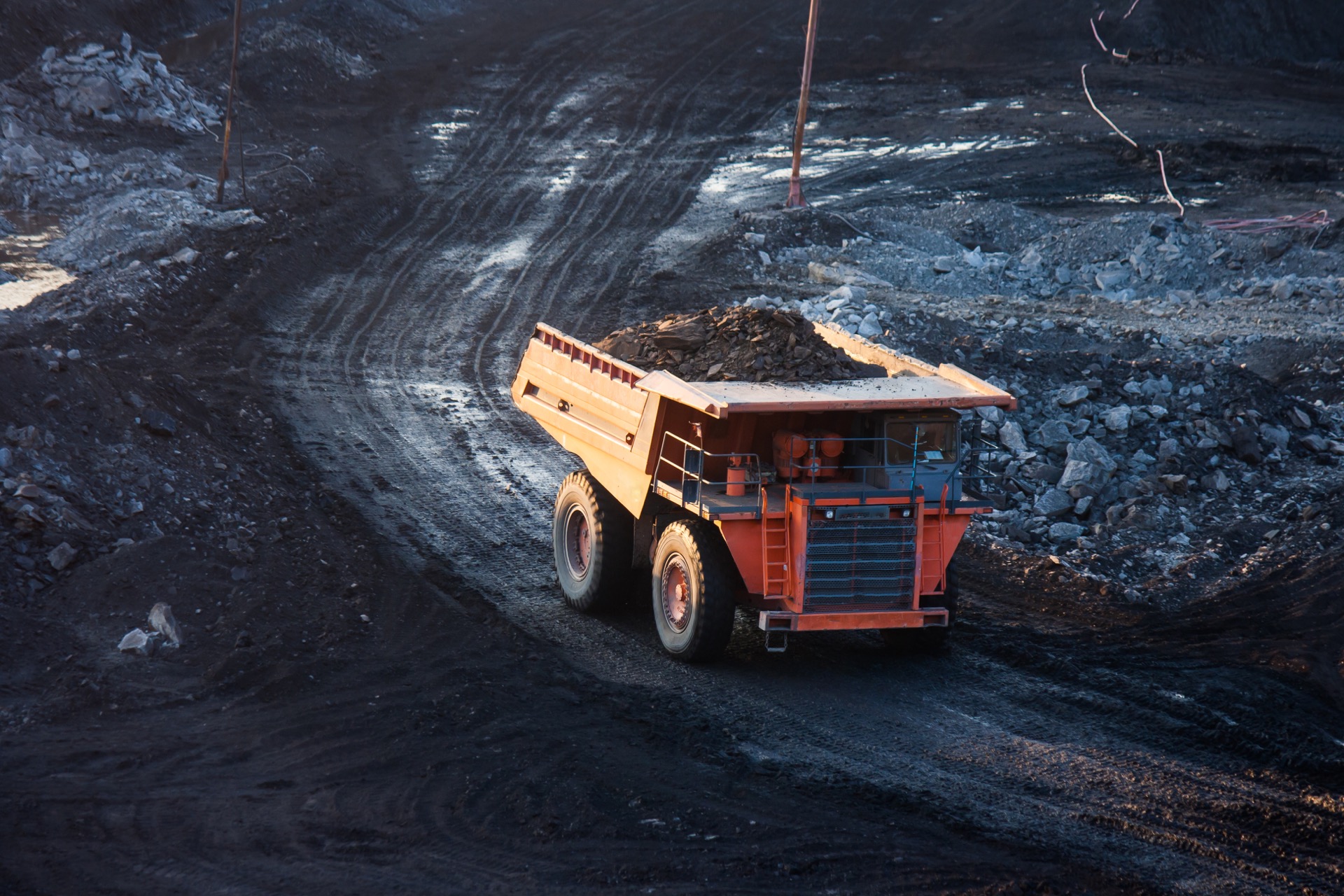 Truck operating on a construction and mining site
